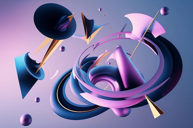 Фото Розовый и синий абстрактный фон 3d формы