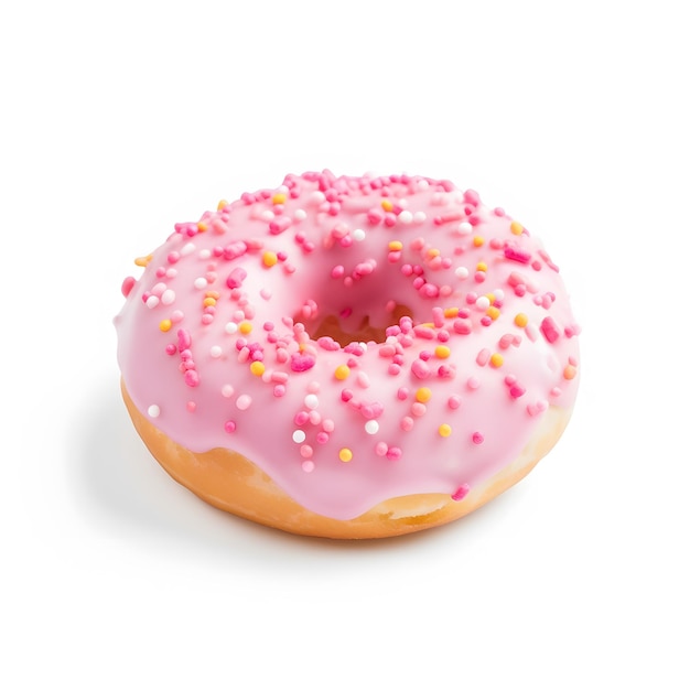 写真 白い背景に分離されたピンクと振りかけられたドーナツ 生成 ai