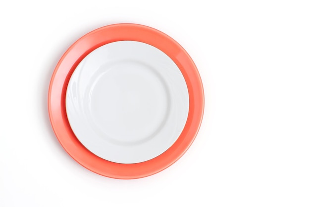 사진 흰색에 분홍색과 흰색 접시 보기 상단