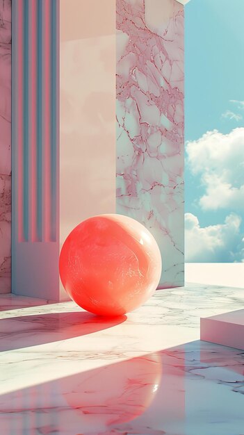 사진 pink and white surreal space with sphere