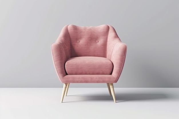 Pink armchair on a white background Minimalism