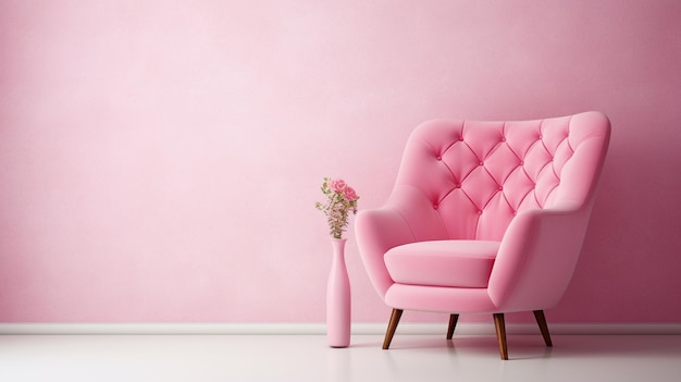 Photo pink armchair with pillow and pillows 3 d illustration