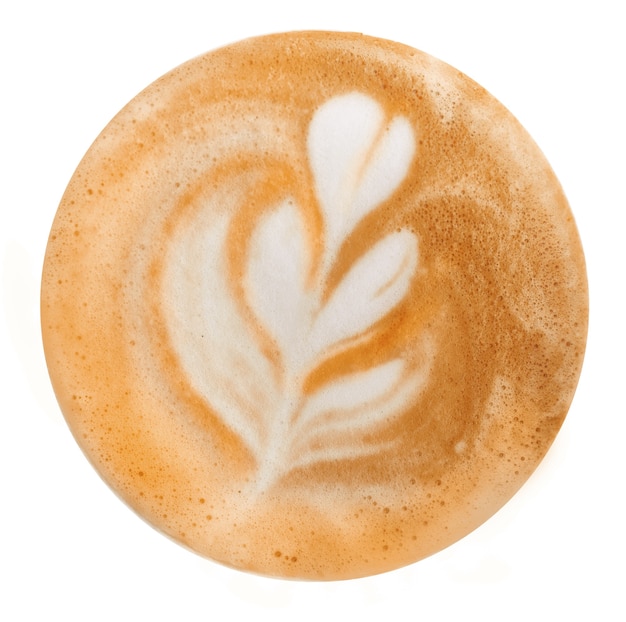 Pink art latte on a white background