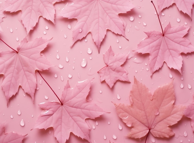 Premium AI Image | Pink autumn leaves background