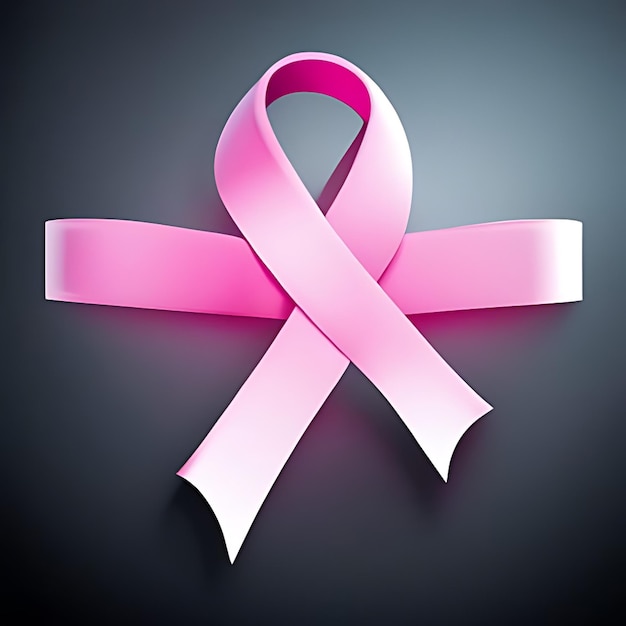 Photo pink awareness ribbon isolated on dark background generated by ai