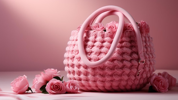 pink baby basket in studio