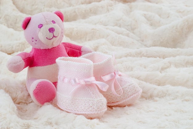 Pink baby booties