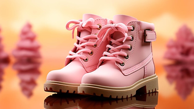 Pink baby boots on pink