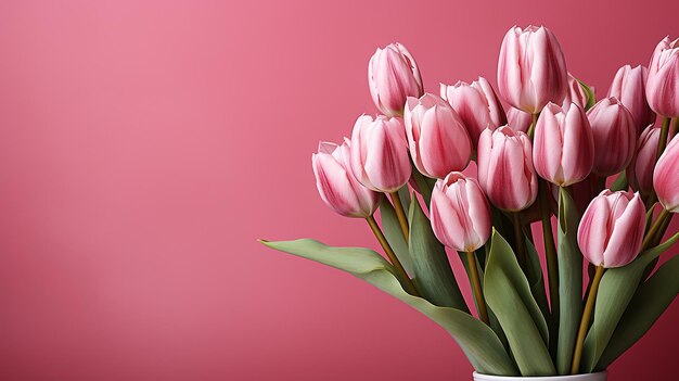 розовый фон и тюльпаны