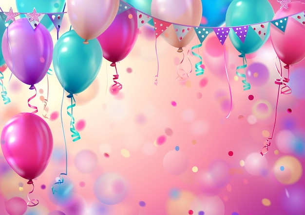 Photo a pink background with balloons and a pink background with a pink background