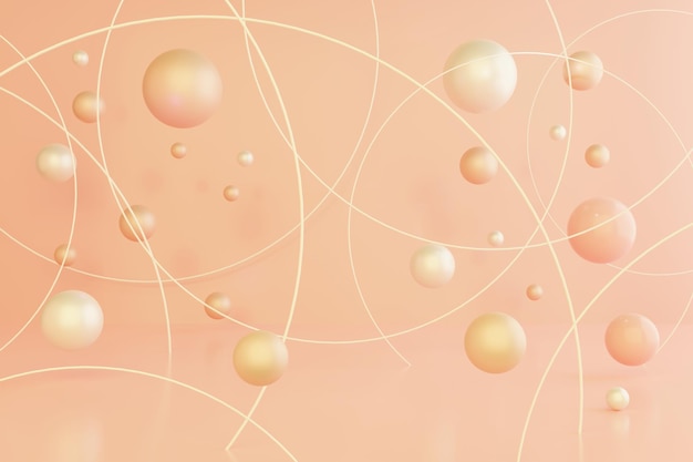 a pink background with bubbles and lines