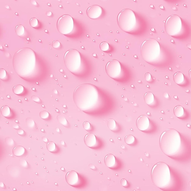 A pink background with bubbles and water drops.