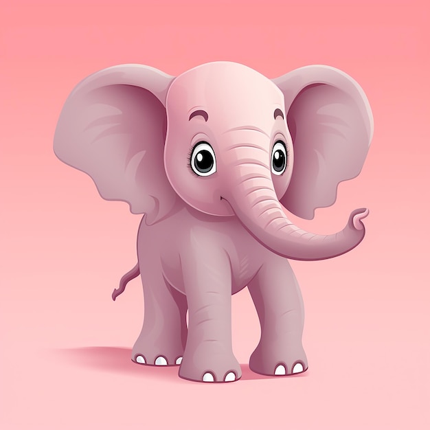 a pink background with a cartoon elephant on it