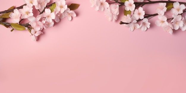 Pink background with a cherry blossom on it