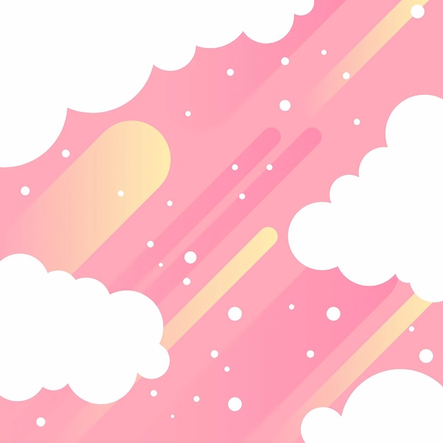 その上に雲と雨の滴があるピンクの背景