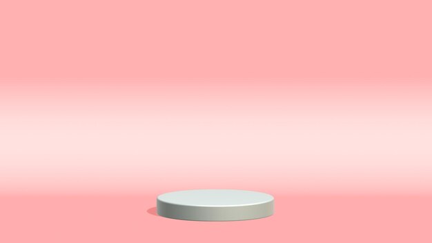 Photo a pink background with clouds and a round podium with a white cloud and a rainbow.