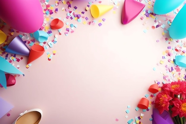 Premium AI Image | A pink background with confetti and confetti.