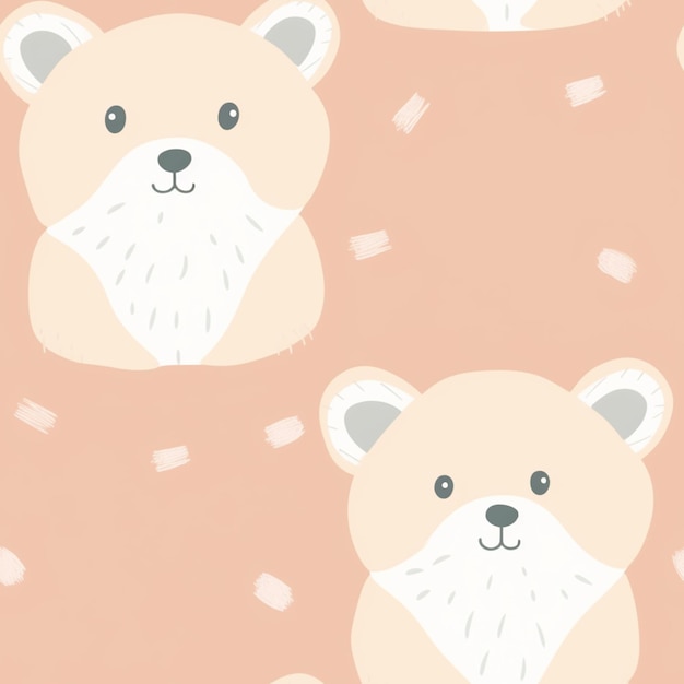 A pink background with a cute bear and pink squares.