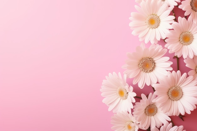 a pink background with daisies on it