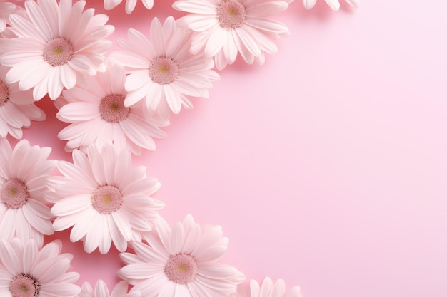 a pink background with daisies on it