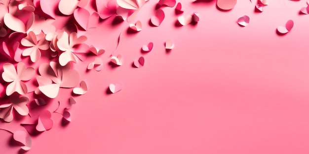 Pink background with the effect of a flower drop