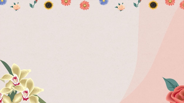 a pink background with flowers and a frame for text