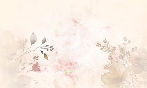 Photo a pink background with flowers and leaves on a beige background