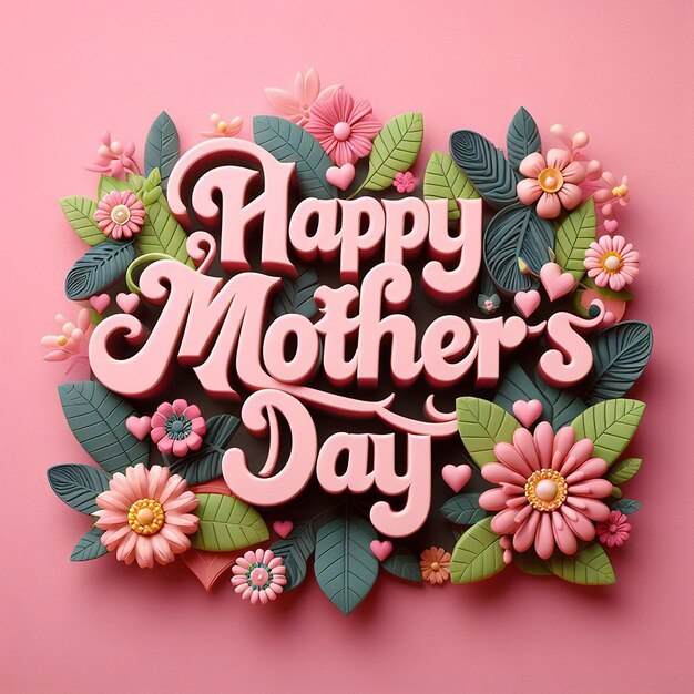 Photo a pink background with flowers and a pink background with the words happy mothers day