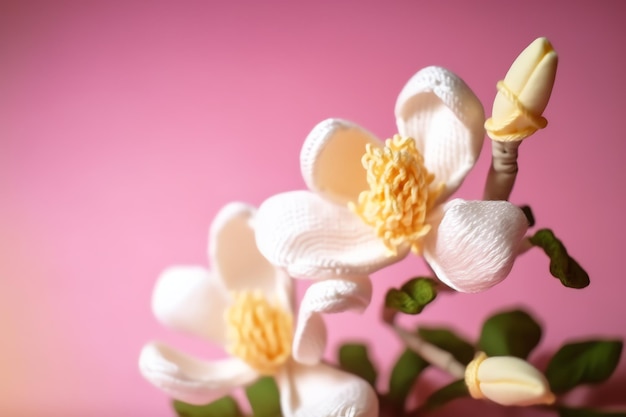 A pink background with flowers and a pink background.