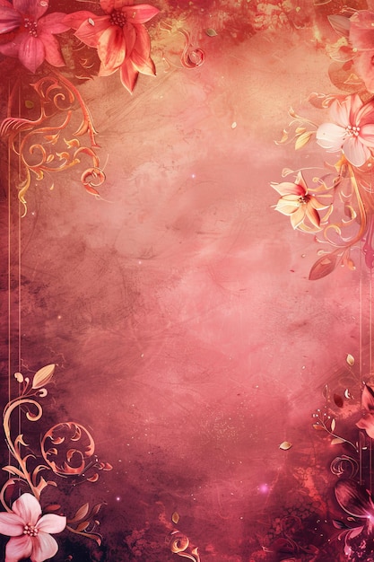 Pink Background With Flowers and Swirls