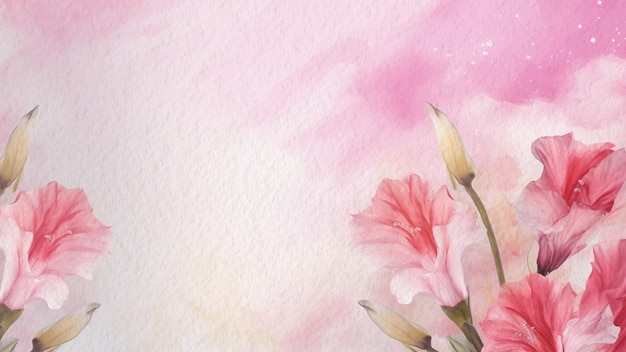 A pink background with flowers and a white star.