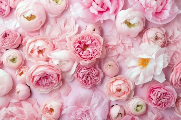 A pink background with flowers and the word love on it