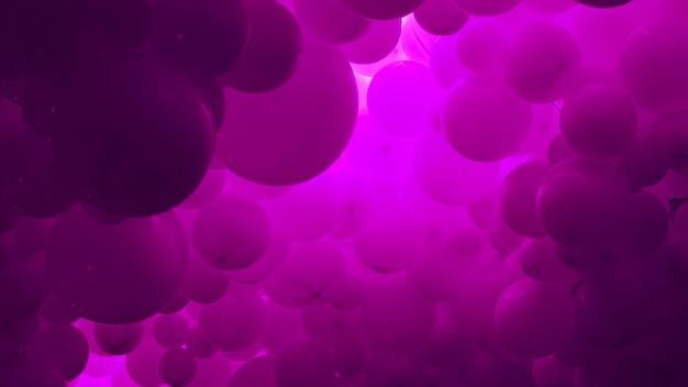 Pink background with flying balloons clean design 3d abstract realistic banner