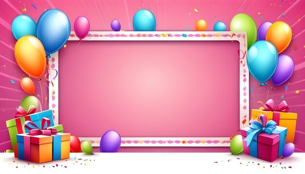 Foto a pink background with a frame with colorful easter eggs and a pink background