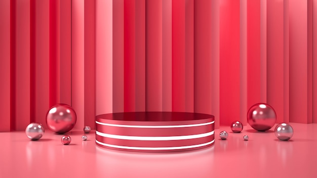 Photo pink background with geometric shape podium