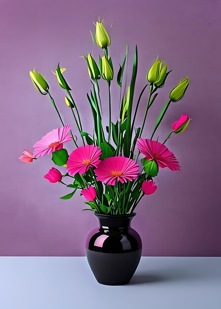 A Pink Background With A Glass Flower Vase