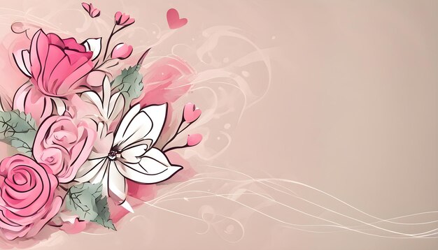 Foto uno sfondo rosa con un cuore e un fiore su di esso