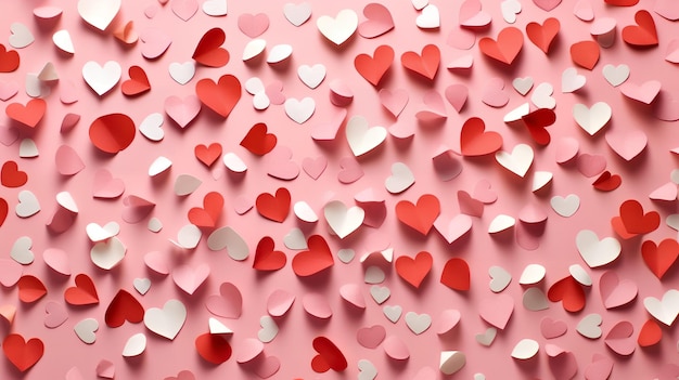 A pink background with hearts on it