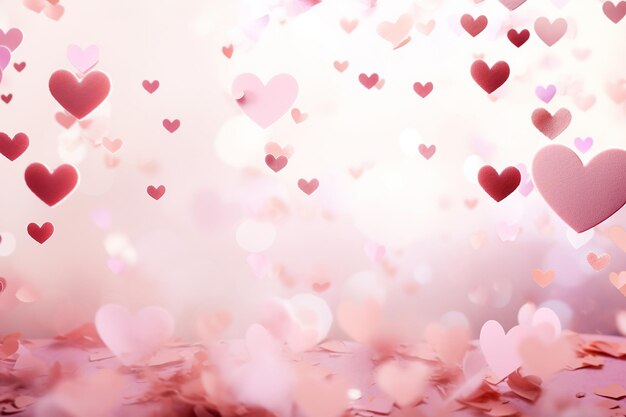 pink background with hearts and with space for text valentines concept