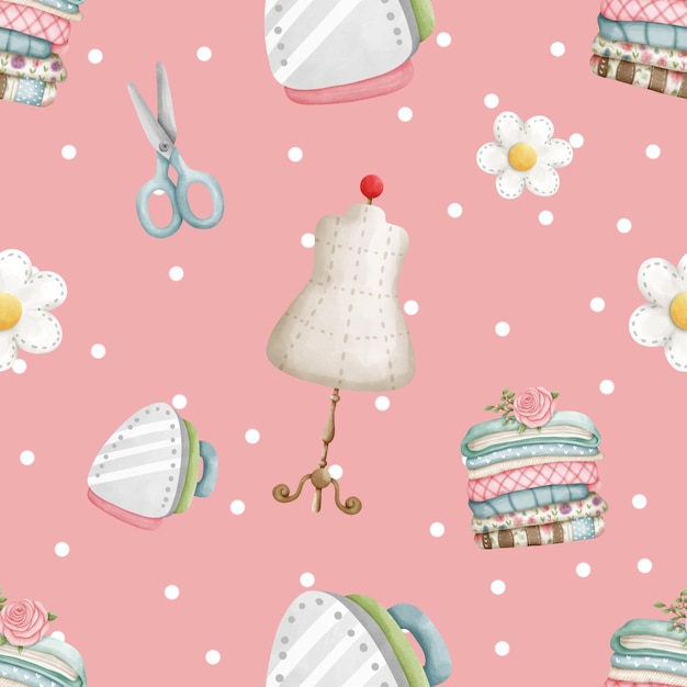 A pink background with a pattern of cakes and a lamp