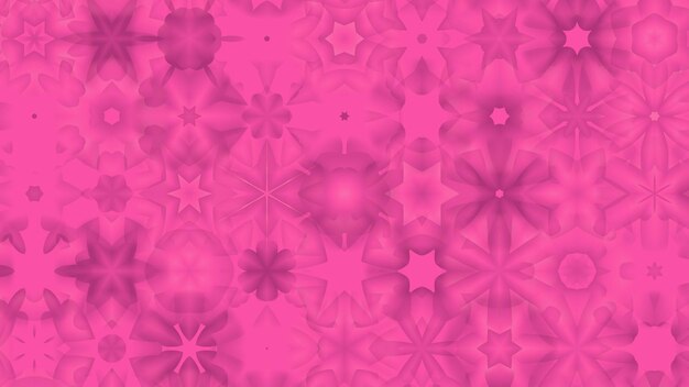 a pink background with a pattern of flowers and stars.