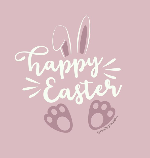 Photo a pink background with a picture of a bunny and the words happy easter