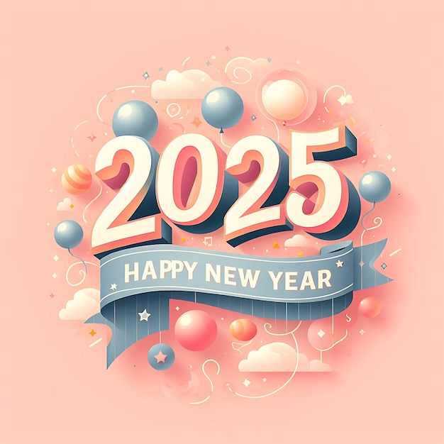 a pink background with a picture of a happy new year on it