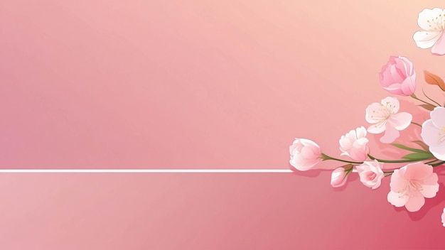 Foto sfondio rosa con carta da parati a fiori rosa modello di presentazione illustrata
