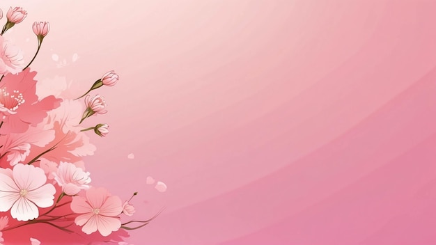 pink background with pink flower wallpaper illustration presentation template