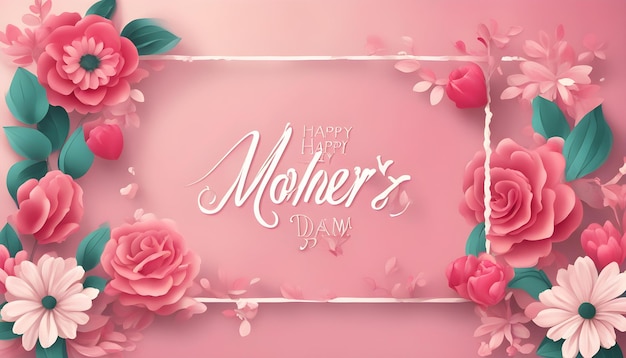 a pink background with pink roses and the words mother day