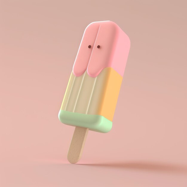 A pink background with a popsicle with the word ice on it.