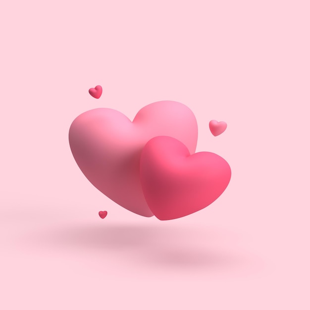 A pink background with two hearts and one has a pink background.