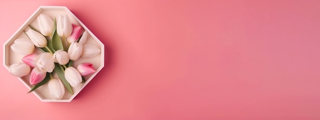 A pink background with a white box with a pink label that says'love is in the middle '