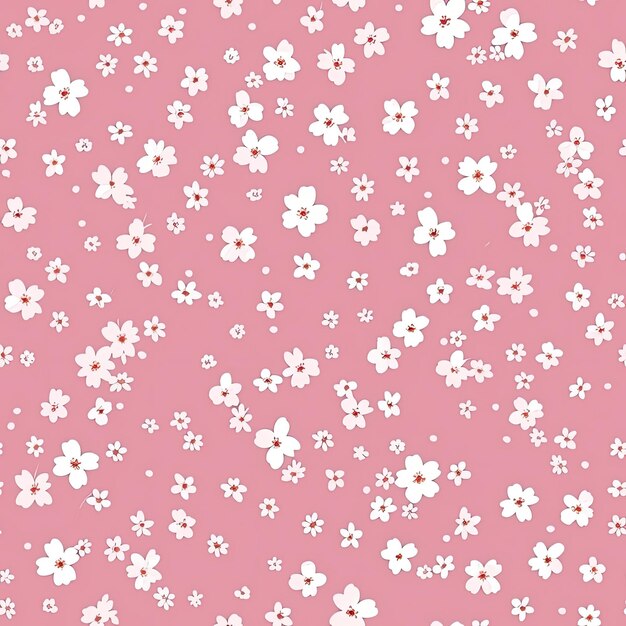 a pink background with white flowers and white daisies